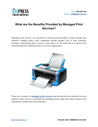 What are the Benefits Provided by Managed Print Services?