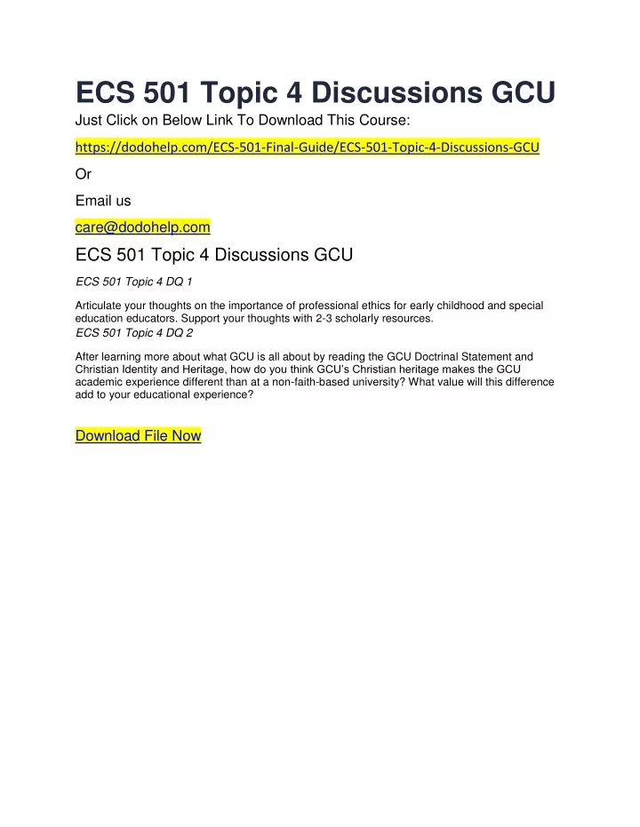 ecs 501 topic 4 discussions gcu just click
