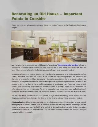 renovating an old house important points