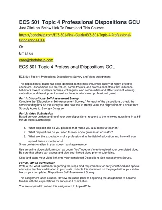 ecs 501 topic 4 professional dispositions