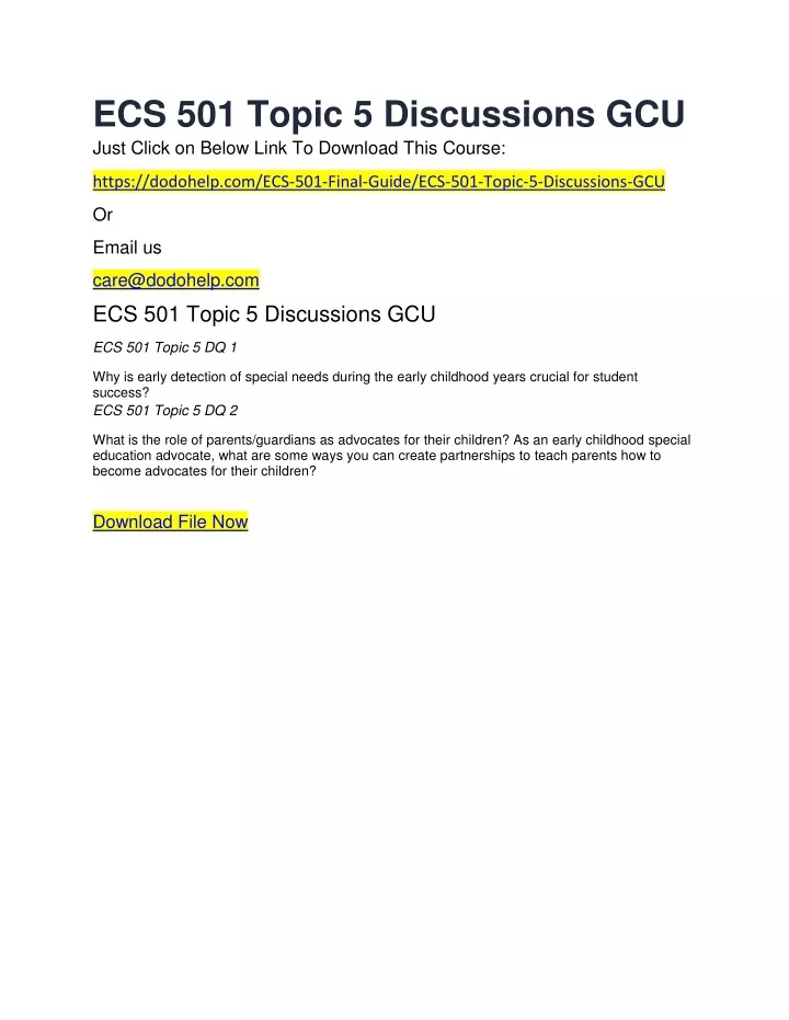 ecs 501 topic 5 discussions gcu just click