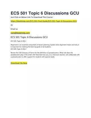 ecs 501 topic 6 discussions gcu just click