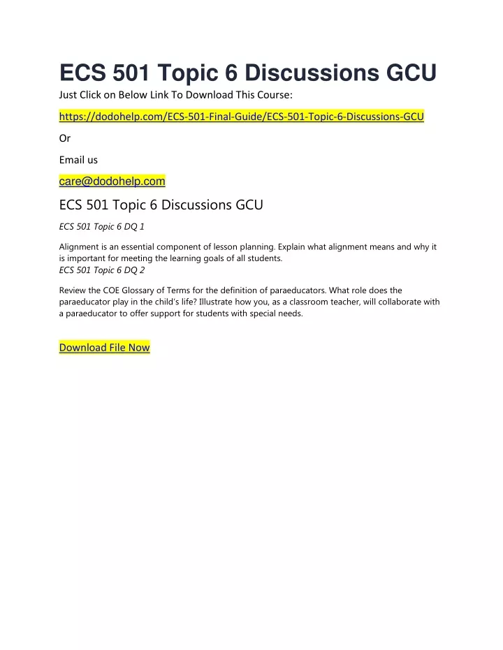 ecs 501 topic 6 discussions gcu just click