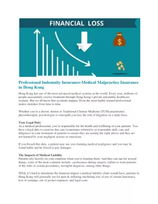 Professional Indemnity Insurance-Medical Malpractice Insurance in Hong Kong