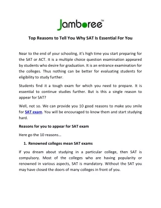 Top Reasons to Tell You Why SAT Is Essential For You