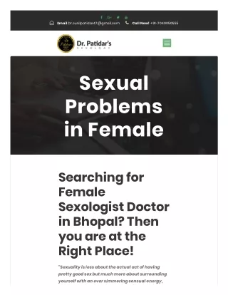 Sexual Problem In Female | Best  Sexologist  Doctor