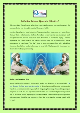 Is Online Islamic Quran is Effective?