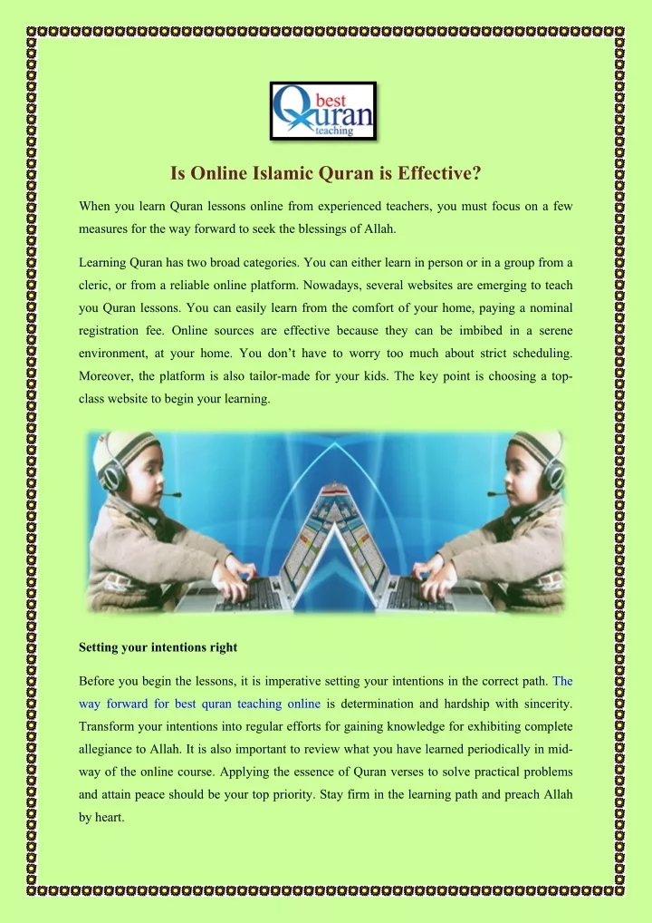 is online islamic quran is effective