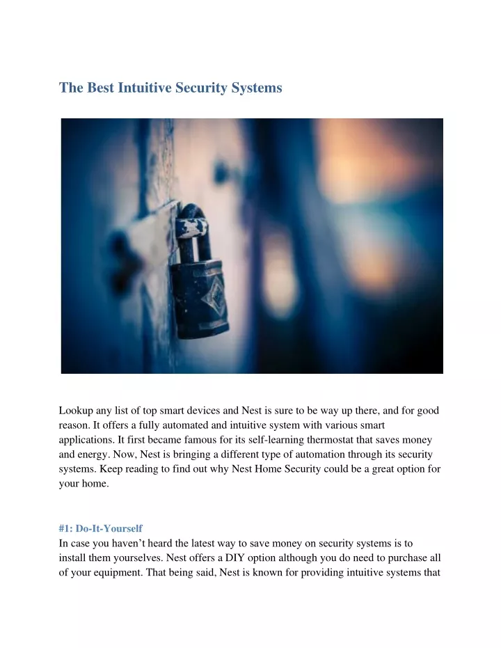 the best intuitive security systems