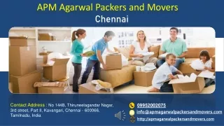 APM Agarwal Packers and Movers Chennai