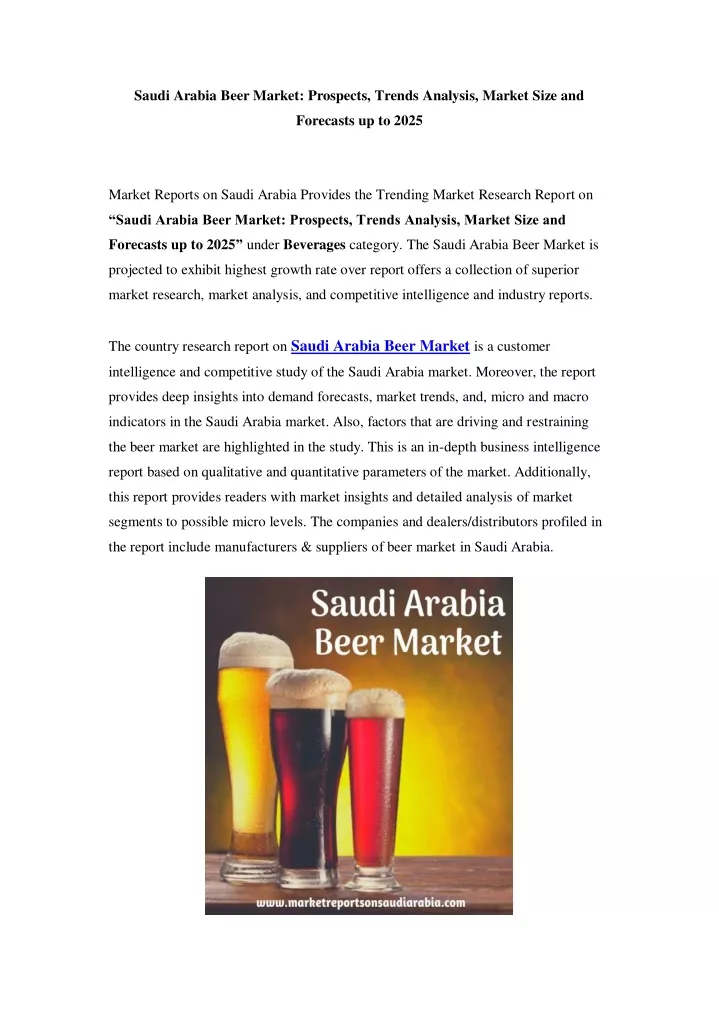 saudi arabia beer market prospects trends