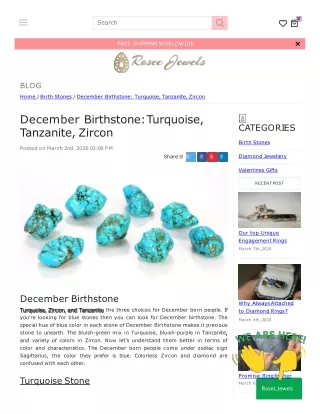 December Birthstone: Turquoise, Tanzanite, Zircon