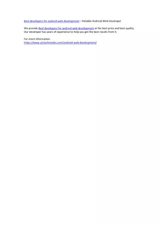 best developers for android web development