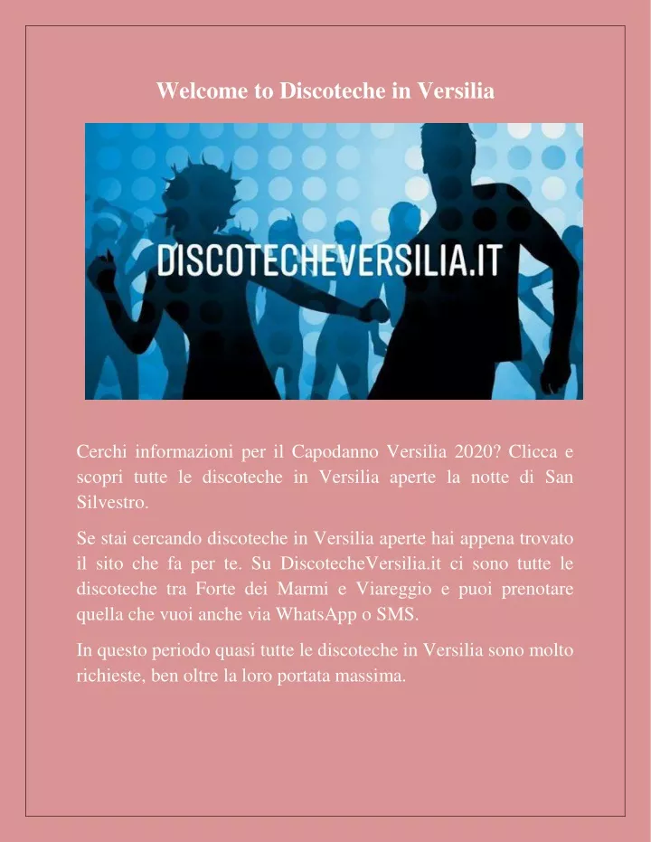 welcome to discoteche in versilia