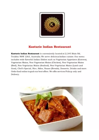 5% Off - Kasturie Indian Restaurant Menu Toukley, NSW