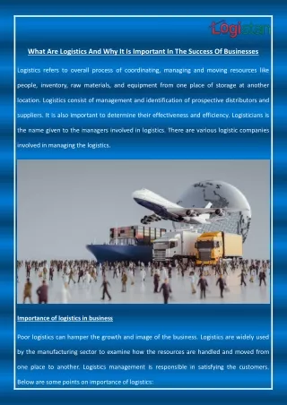 what are logistics and why it is important