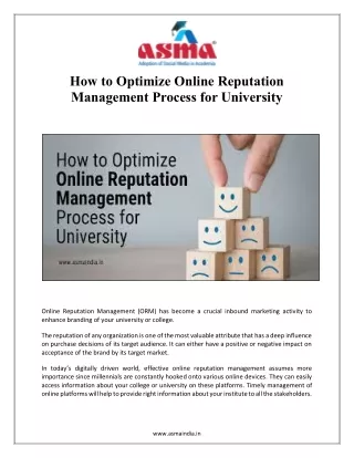 How to Optimize Online Reputation Management Process for University – ASMA