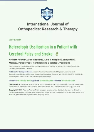 International Journal of Orthopedics: Research & Therapy