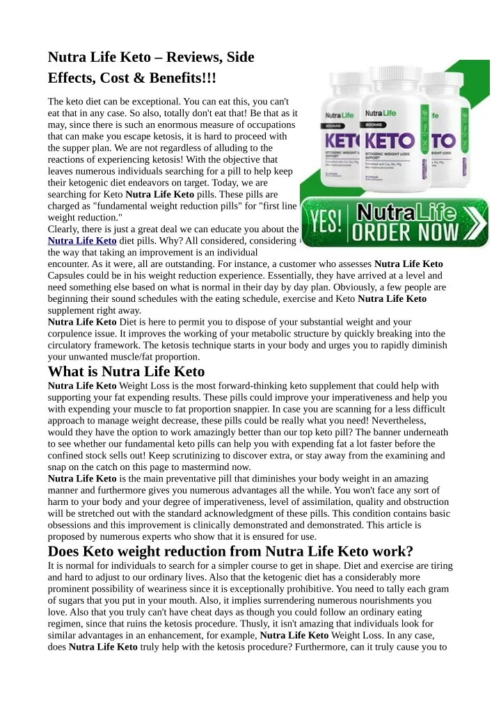 nutra life keto reviews side effects cost benefits