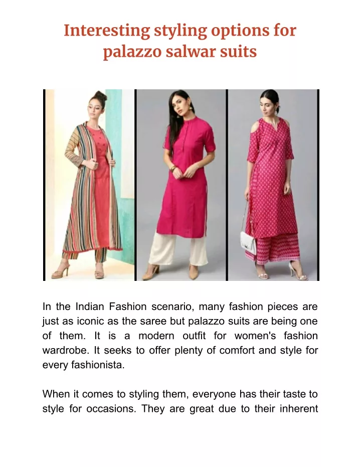 interesting styling options for palazzo salwar
