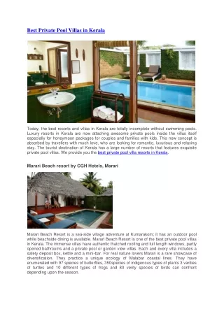 Pool villas in kerala