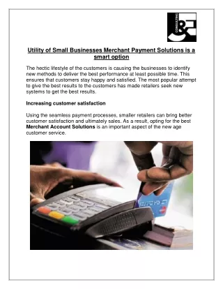 Utility of Small Businesses Merchant Payment Solutions is a smart option