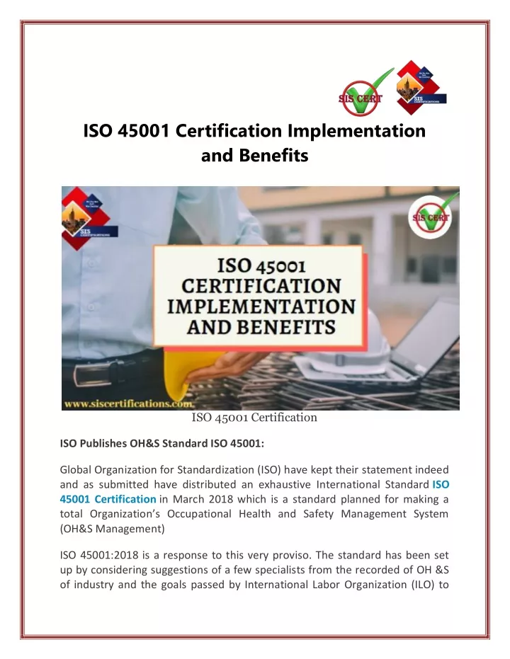 iso 45001 certification implementation