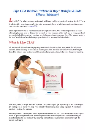 Where to Buy Lipo CLA Reviews Benfits (website)!