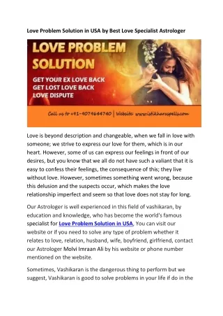 Love Problem Solution in USA