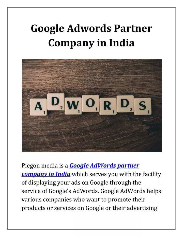 google adwords partner company in india