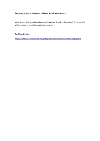 executive search in singapore alliance