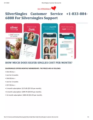 SilverSingles Customer Service  1-833-884-6888