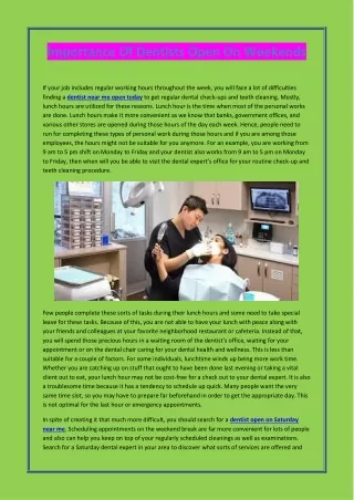 importance of dentists open on weekends