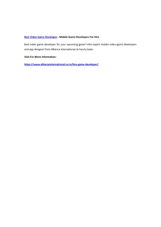 best video game developer mobile game developers