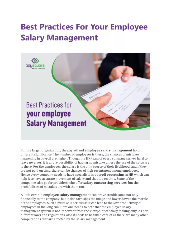 best practices for your employee salary management
