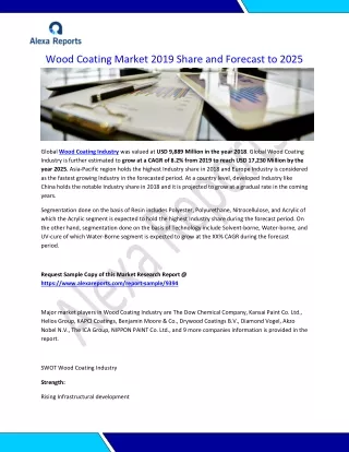 Wood Coating Market 2019 Share and Forecast to 2025