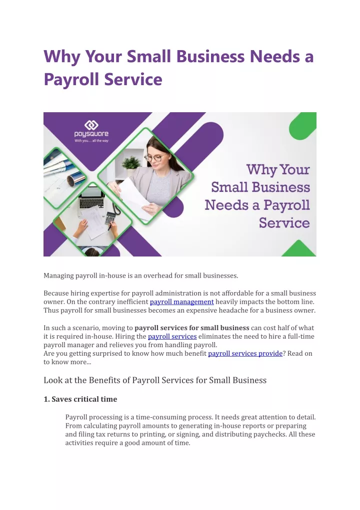 why your small business needs a payroll service