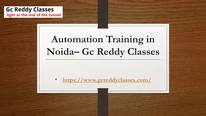 automation training in noida gc reddy classes