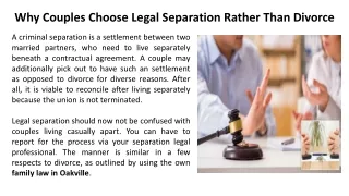 Why Couples Choose Legal Separation Rather Than Divorce