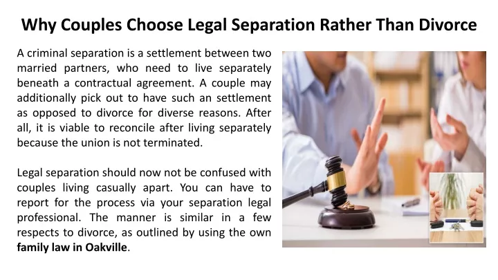 why couples choose legal separation rather than