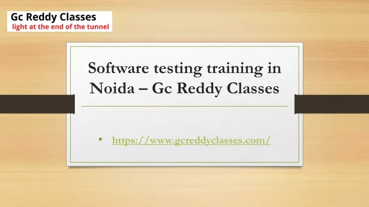 software testing training in noida gc reddy classes