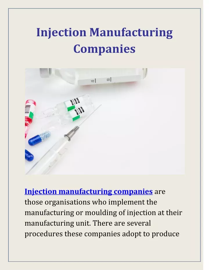 injection manufacturing companies