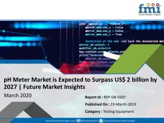 pH Meter Market Projected to Reach US$ 2 billion by 2027 | Future Market Insights