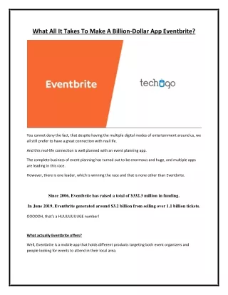What All It Takes To Make A Billion-Dollar App Eventbrite?