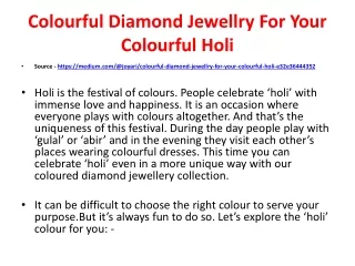 Colourful Diamond Jewellry For Your Colourful Holi