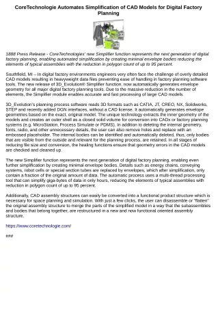 coretechnologie automates simplification