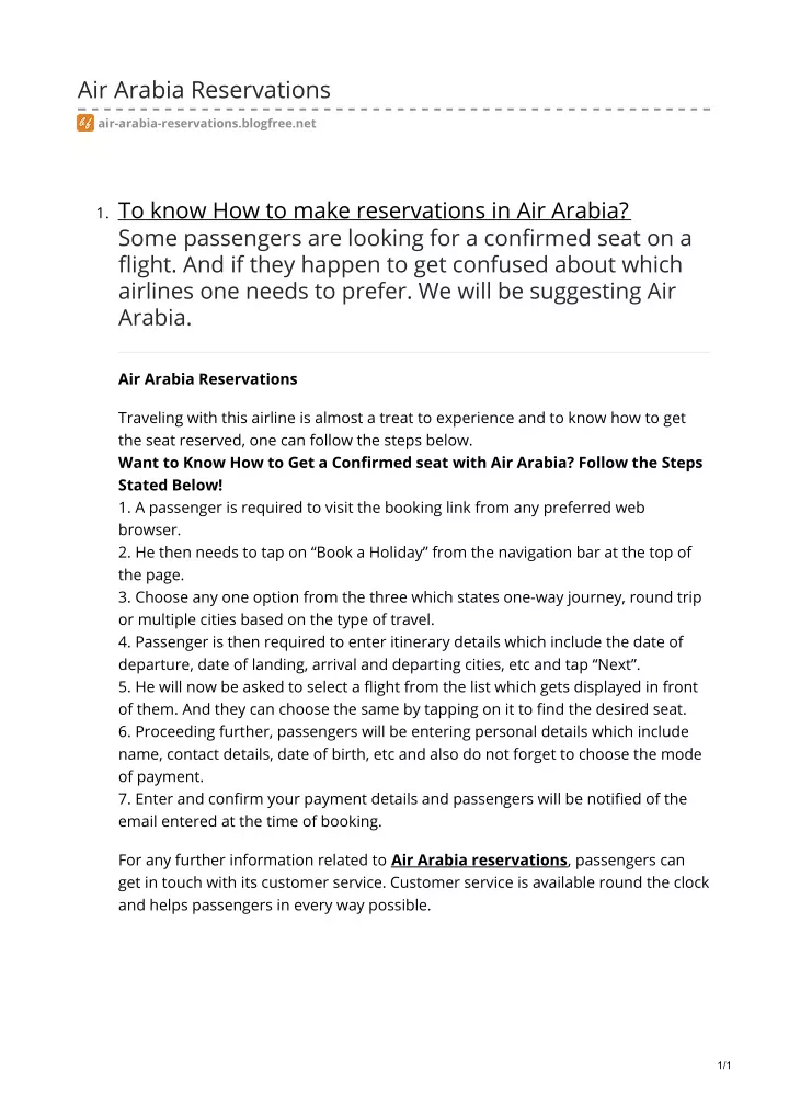 air arabia reservations