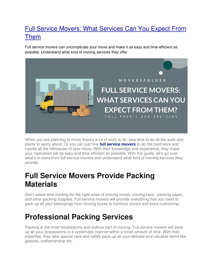 full service movers what services can you expect