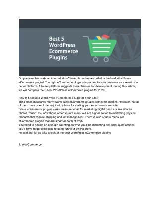 5 Best WordPress Ecommerce Plugins Compared