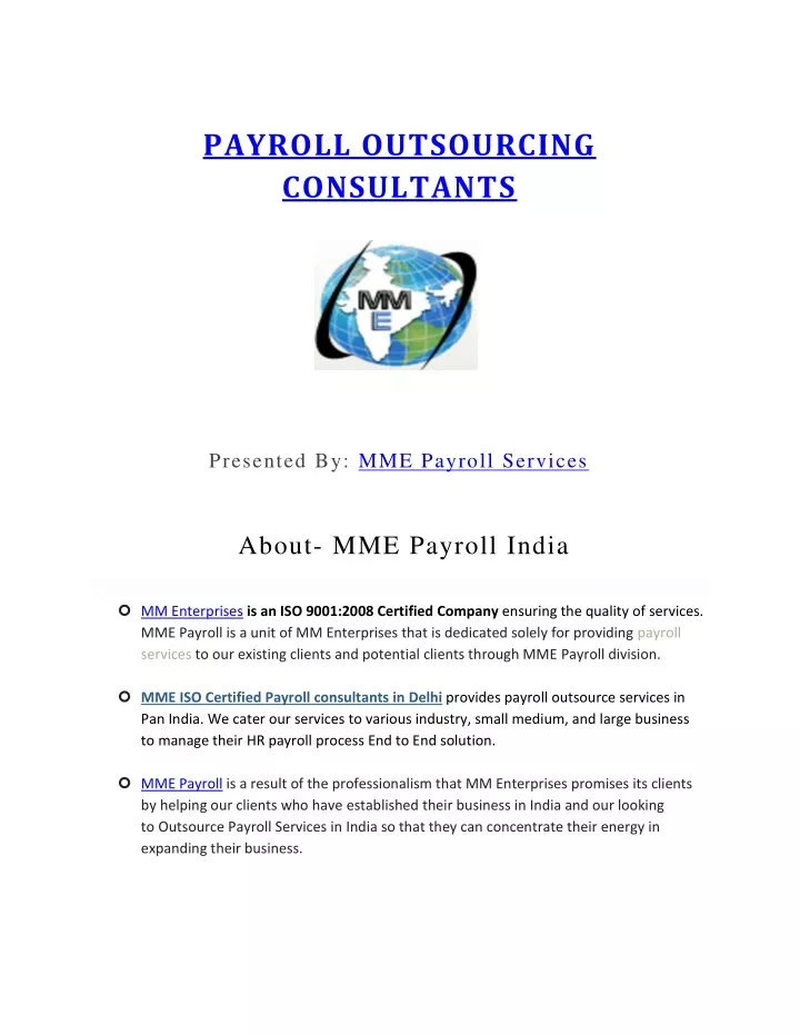 payroll outsourcing consultants